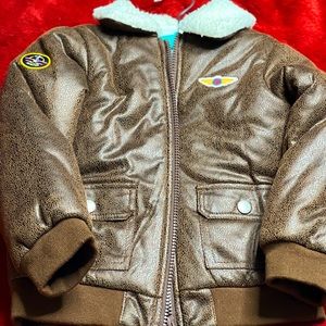 Little Me Toddler Size 3T Vegan Leather Aviator Bomber Jacket